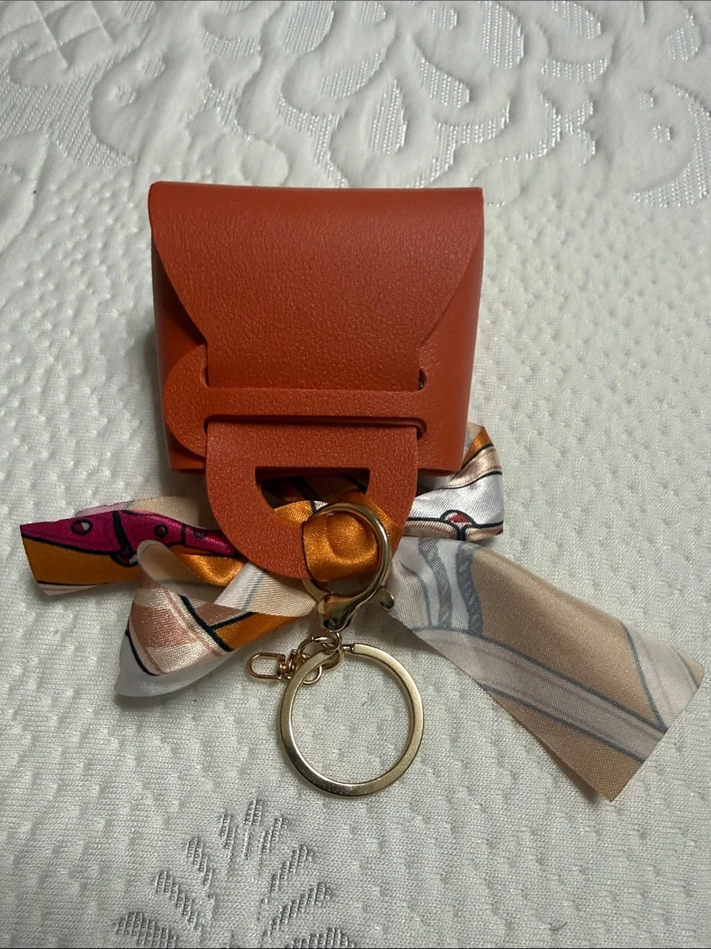 Set of 3 Silky Charm Keychain Coin Pouch - Pink, Orange, White